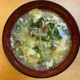 しめじと水菜と卵の中華スープ